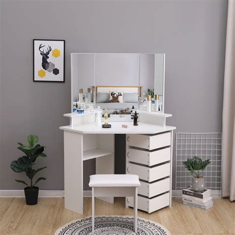 makeup table corner|corner dressing tables with drawers.